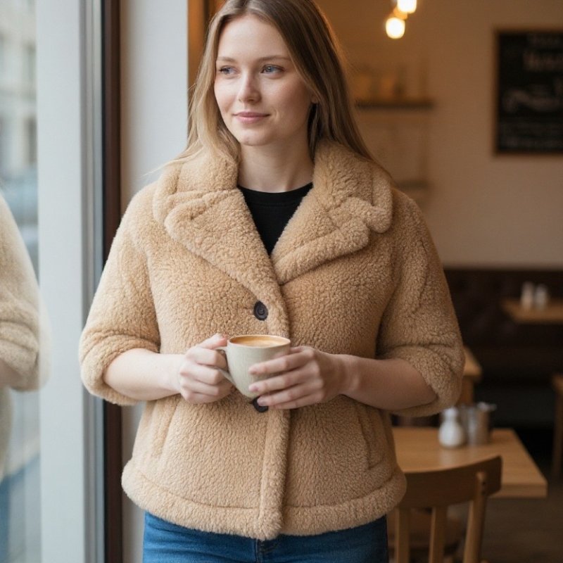 🎊新年特賣🧧Max Mara 女款 Corvino4 羊駝羊絨絲質披風斗篷外套 米色﻿ S-M/M-L-6