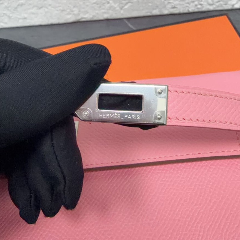 🌈Hermes💗Kelly Wallet💗1Q奶昔粉銀扣🌟99.5新閑置🌈Epsom皮🌟長銀包🌟愛馬仕🌟-3