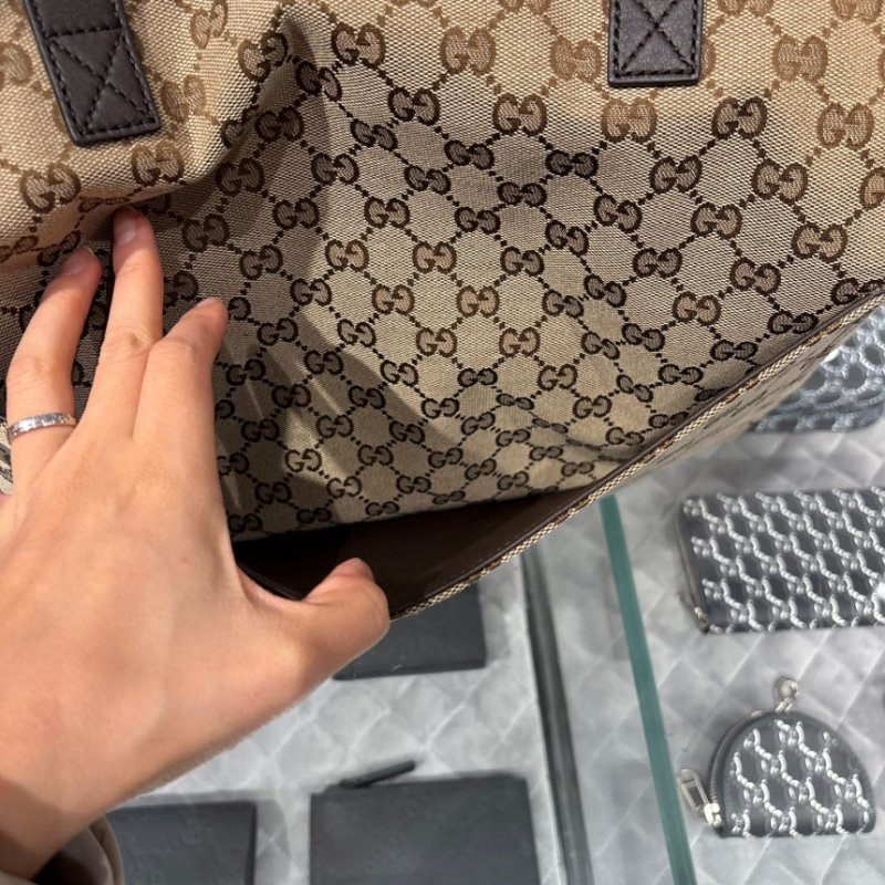 🎊新年特賣🧧Gucci 802166 GG Shopper 大款托特包 米色及烏木色-5