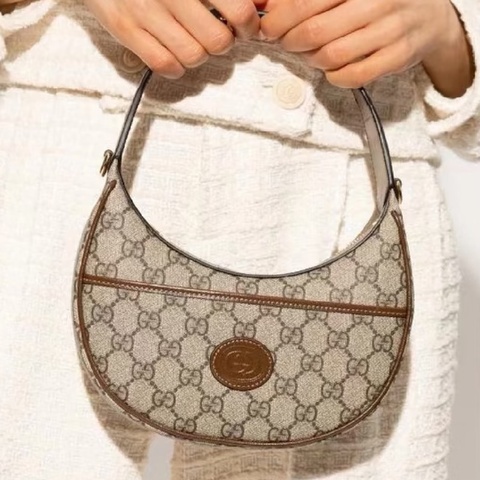 優雅復古款💎超低價✨Gucci古馳老花半月Ophidia月亮包手提單肩斜挎包🌙