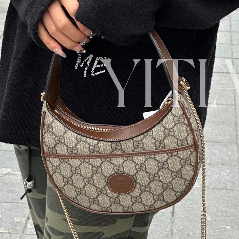 優雅復古款💎超低價✨Gucci古馳老花半月Ophidia月亮包手提單肩斜挎包🌙-1