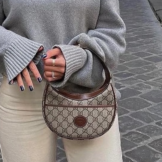 優雅復古款💎超低價✨Gucci古馳老花半月Ophidia月亮包手提單肩斜挎包🌙-2