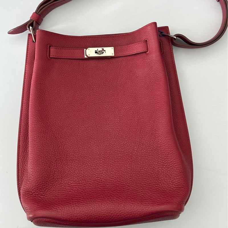 🌈Hermes❤️So Kelly 22❤️石榴紅銀扣🌈98.5新🌟Togo皮🌟愛馬仕🌟-0