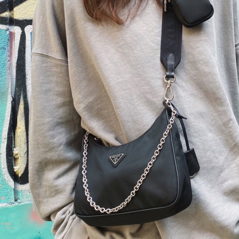 百搭實用款🕶️優惠折扣價❤️‍🔥Prada普拉達尼龍三合一鏈條包單肩斜挎包-2