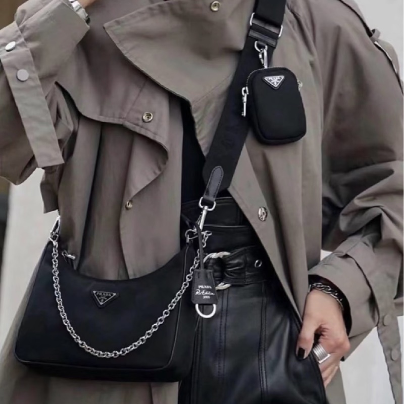 百搭實用款🕶️優惠折扣價❤️‍🔥Prada普拉達尼龍三合一鏈條包單肩斜挎包-3