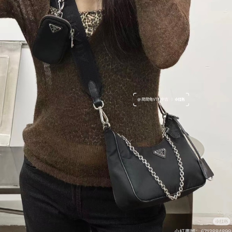 百搭實用款🕶️優惠折扣價❤️‍🔥Prada普拉達尼龍三合一鏈條包單肩斜挎包-5