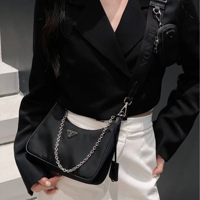 百搭實用款🕶️優惠折扣價❤️‍🔥Prada普拉達尼龍三合一鏈條包單肩斜挎包-8