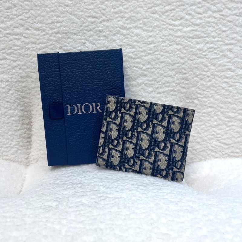 迪奧短夾Dior藍緹花布Oblique對開短夾2OBBH027YSE-3