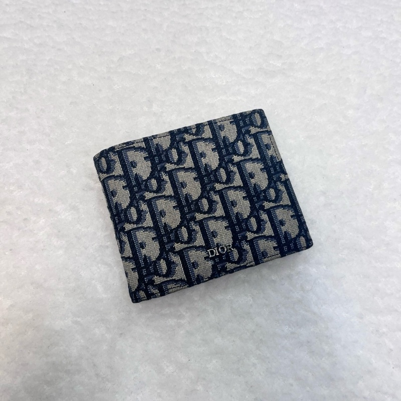 迪奧短夾Dior藍緹花布Oblique對開短夾2OBBH027YSE-5