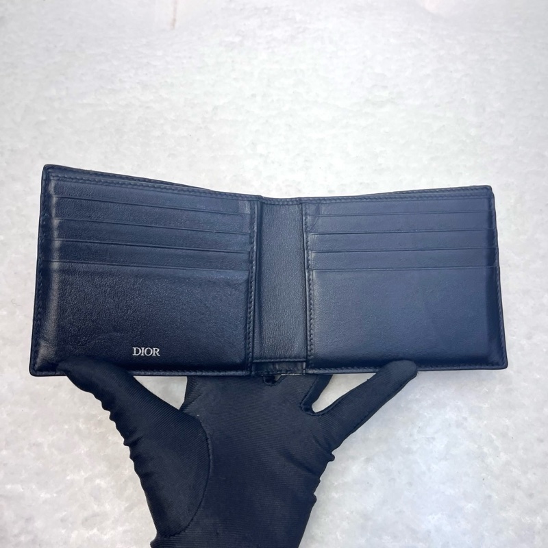 迪奧短夾Dior藍緹花布Oblique對開短夾2OBBH027YSE-6