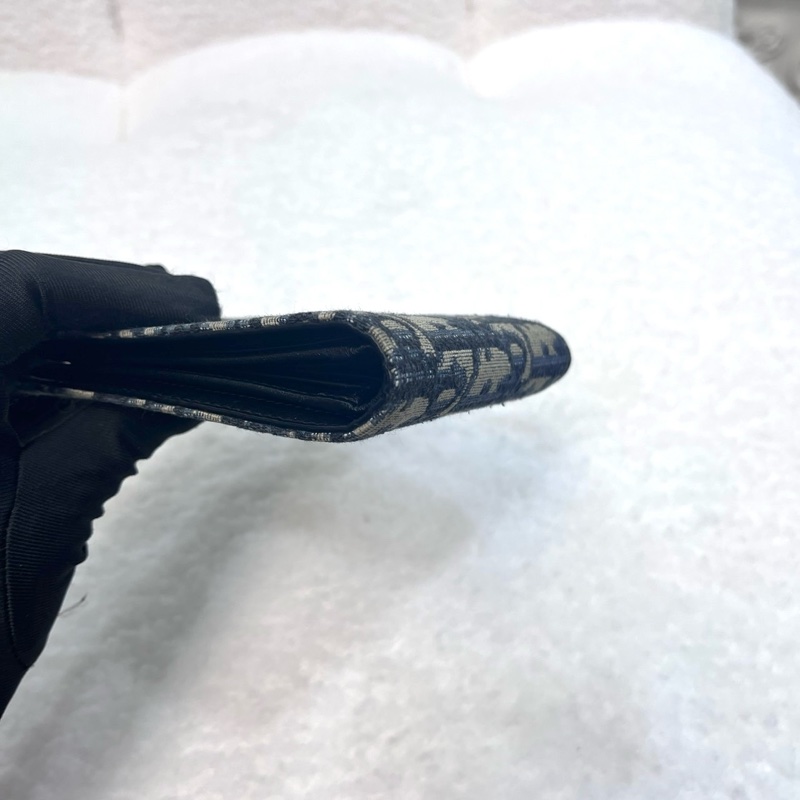 迪奧短夾Dior藍緹花布Oblique對開短夾2OBBH027YSE-9