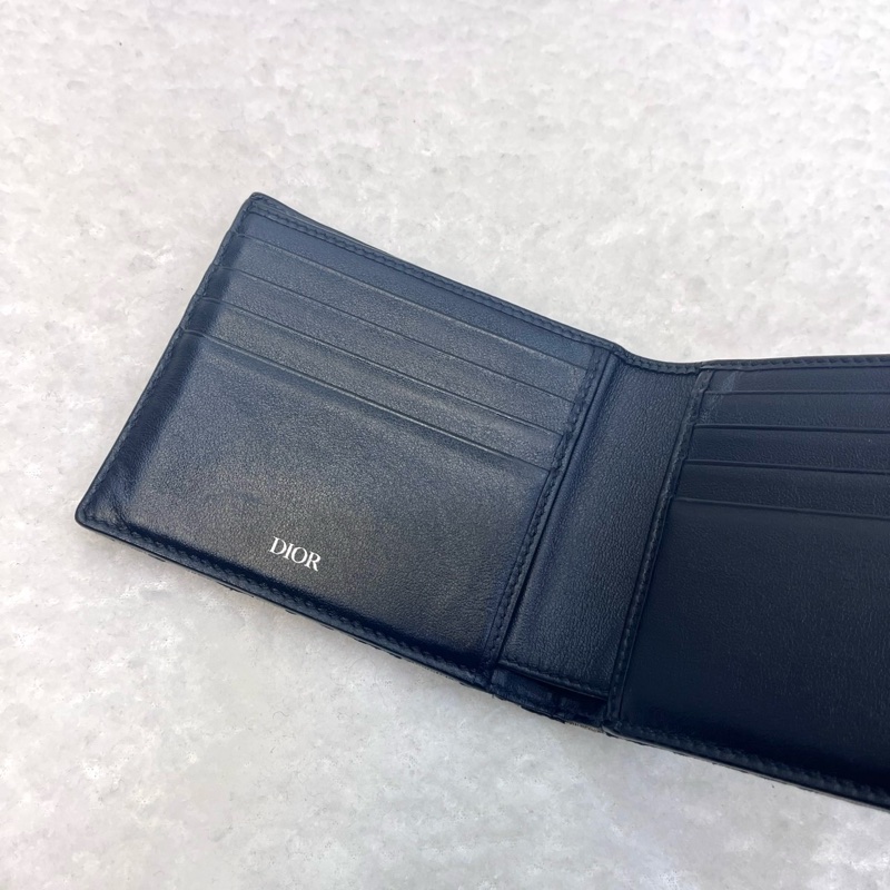 迪奧短夾Dior藍緹花布Oblique對開短夾2OBBH027YSE-14