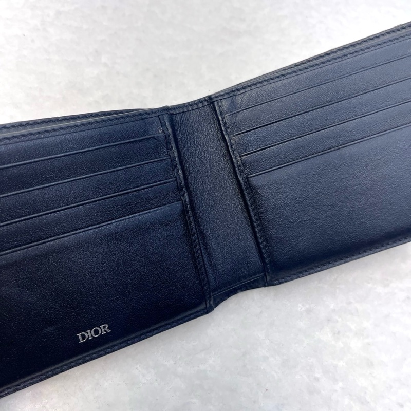 迪奧短夾Dior藍緹花布Oblique對開短夾2OBBH027YSE-16