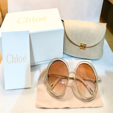 Chloe’ 墨鏡 / 編織雙圈 / 漸層色 / 淡粉橘琥珀色