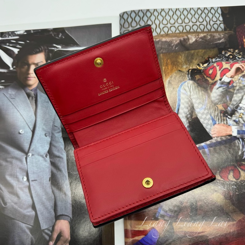 GUCCI 古馳 GG Supreme 愛心蛇刺繡短夾|卡夾-5