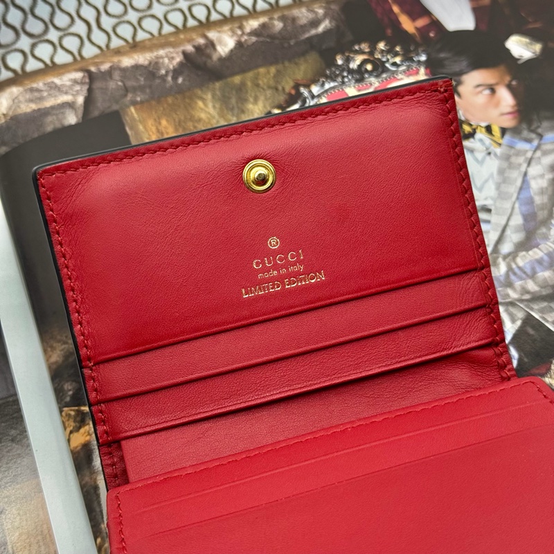 GUCCI 古馳 GG Supreme 愛心蛇刺繡短夾|卡夾-25