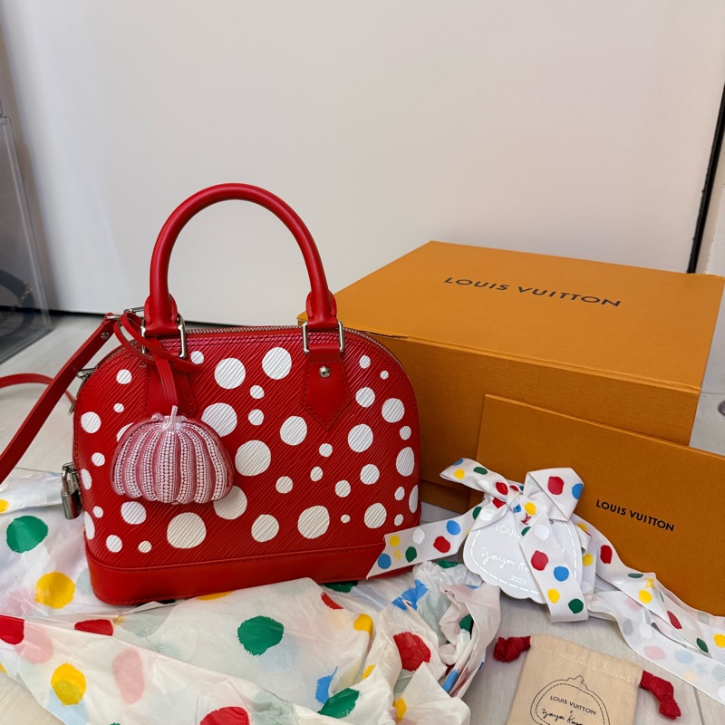 Lv X草間彌生 紅色點點貝殼包-0