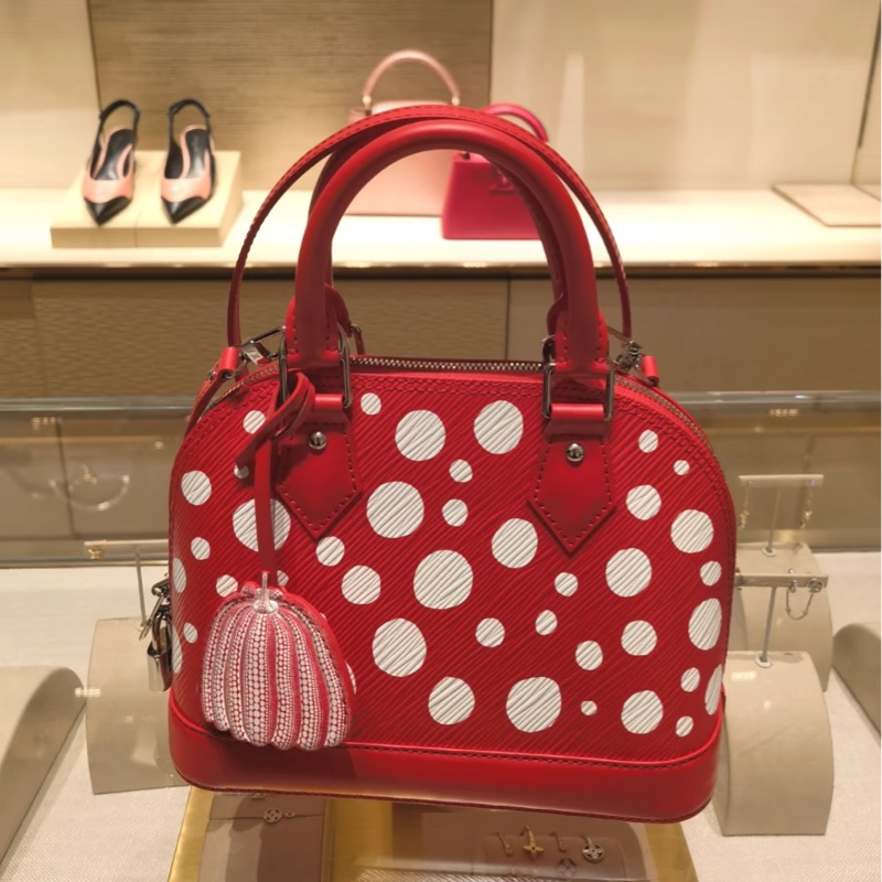 Lv X草間彌生 紅色點點貝殼包-5