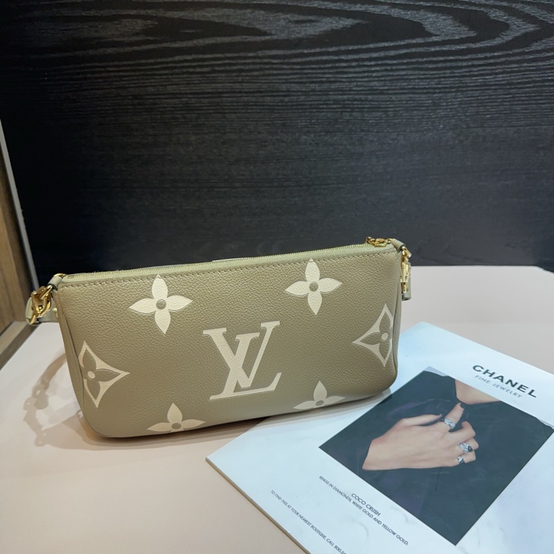 LV 卡其綠金釦二合一麻將包-1