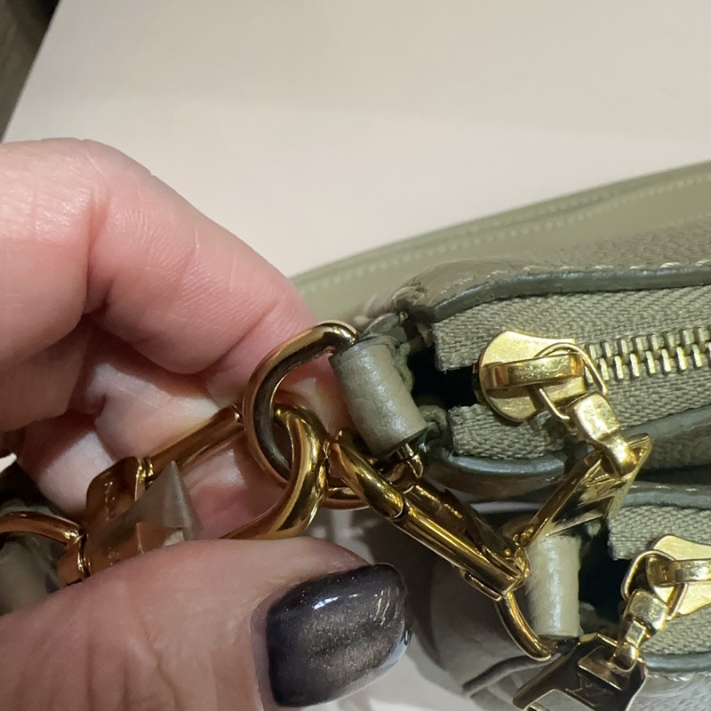 LV 卡其綠金釦二合一麻將包-7