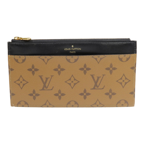 LOUIS VUITTON Monogram Reverse Slim Purse金扣長錢包