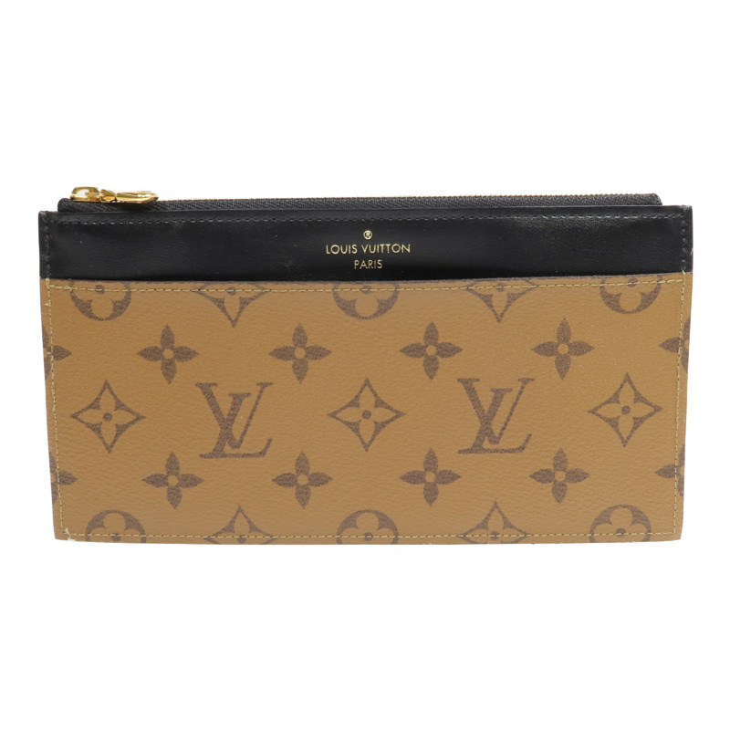 LOUIS VUITTON Monogram Reverse Slim Purse金扣長錢包-0