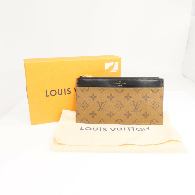 LOUIS VUITTON Monogram Reverse Slim Purse金扣長錢包-8