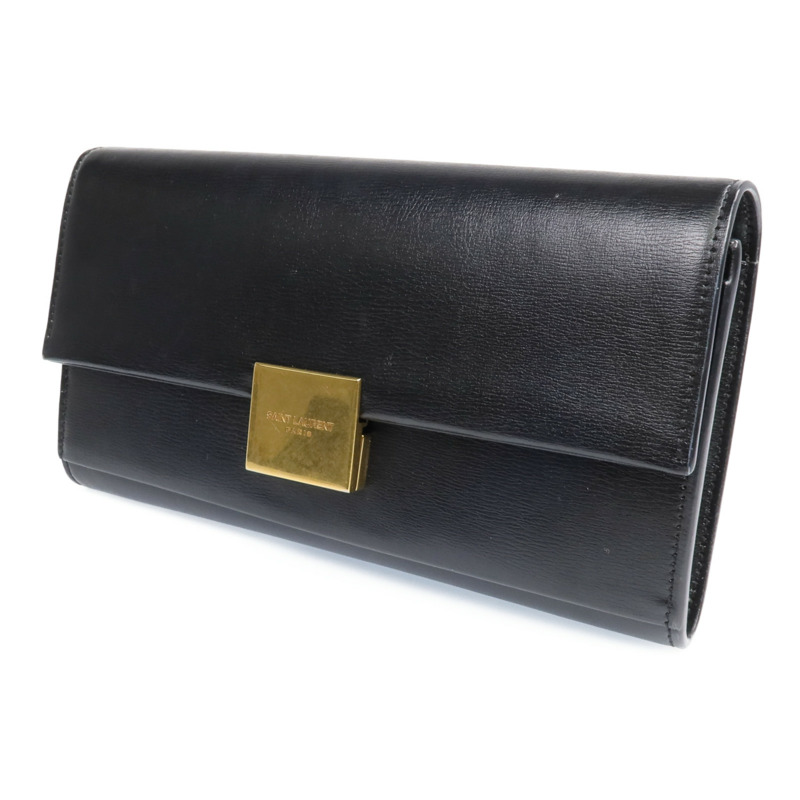 YVES SAINT LAURENT 牛皮皮革Long Wallet金扣長錢包-1