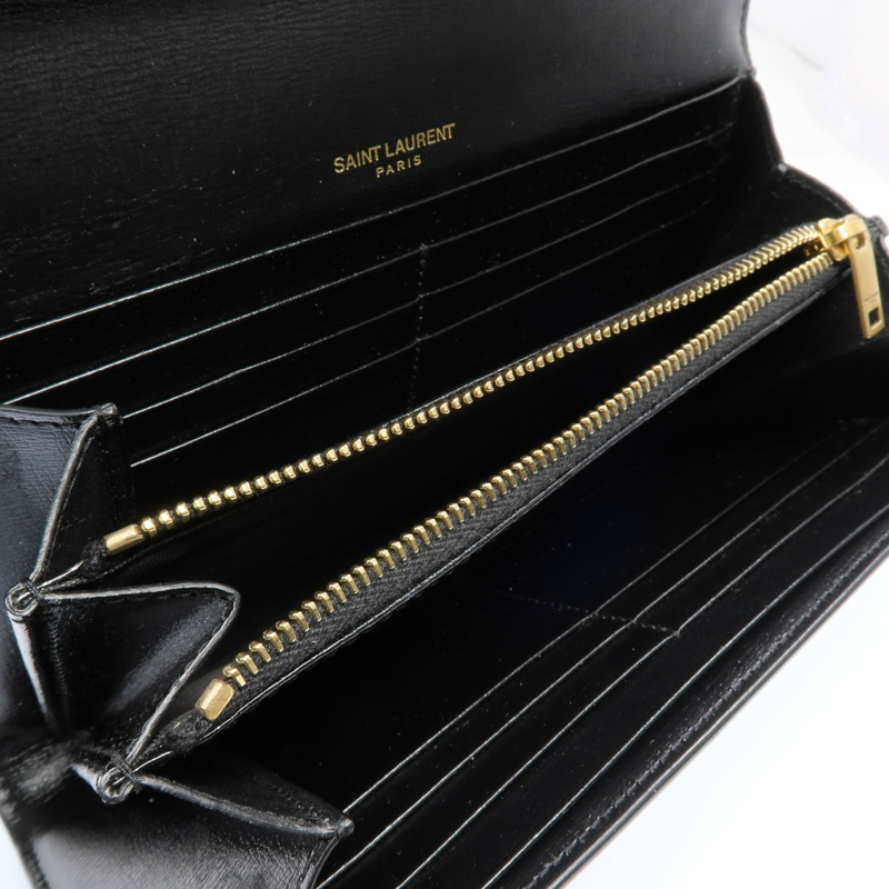YVES SAINT LAURENT 牛皮皮革Long Wallet金扣長錢包-5
