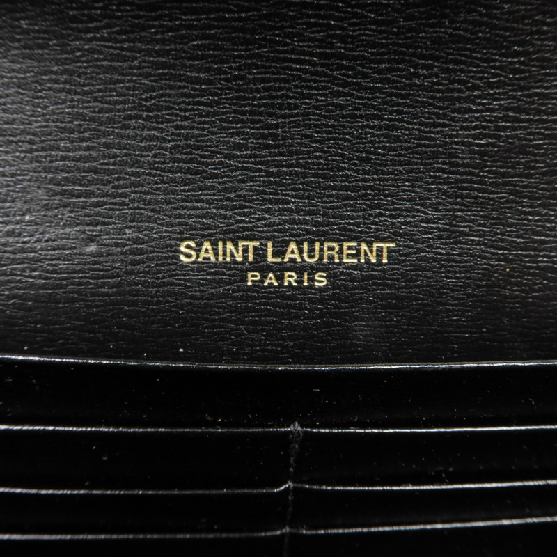 YVES SAINT LAURENT 牛皮皮革Long Wallet金扣長錢包-6