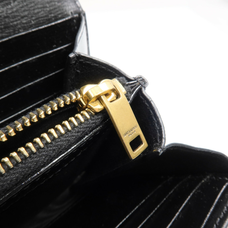YVES SAINT LAURENT 牛皮皮革Long Wallet金扣長錢包-15