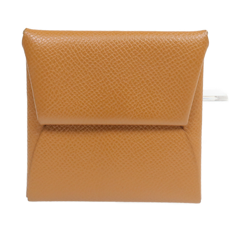 HERMES Epsom皮革Bastia銀扣零錢包Gold-0