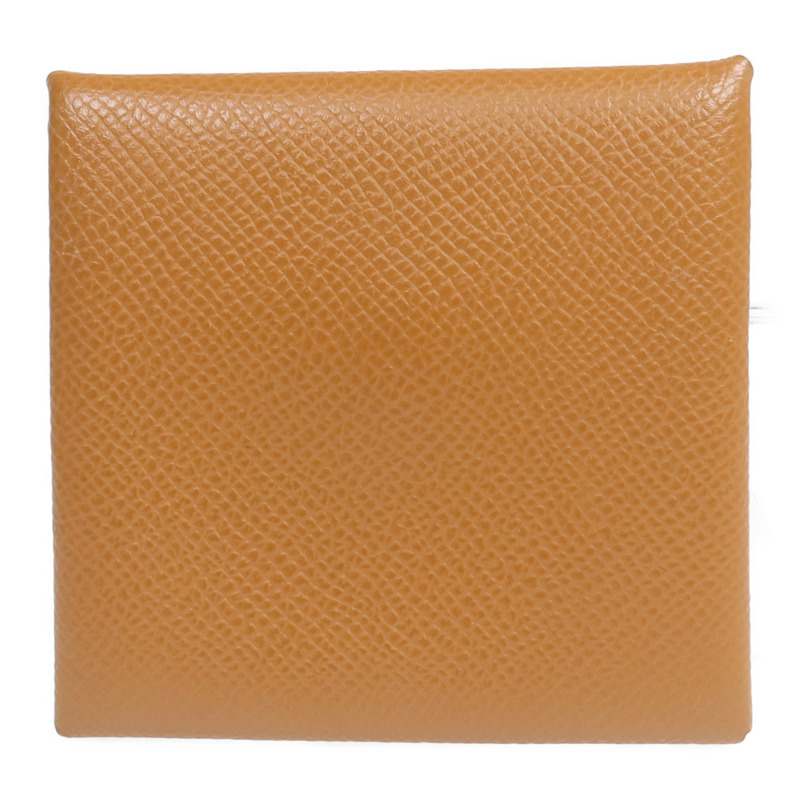 HERMES Epsom皮革Bastia銀扣零錢包Gold-2