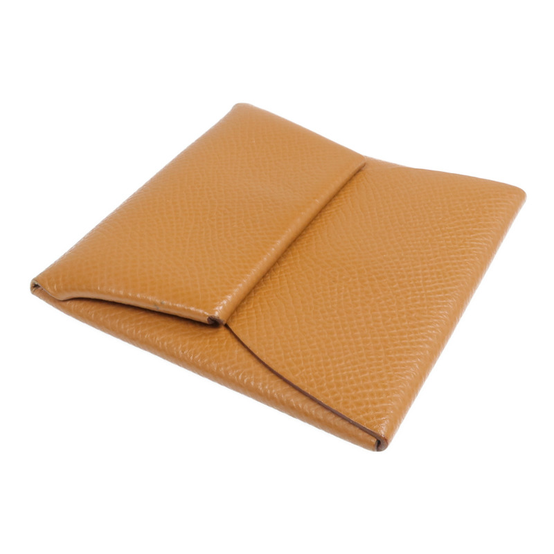 HERMES Epsom皮革Bastia銀扣零錢包Gold-3