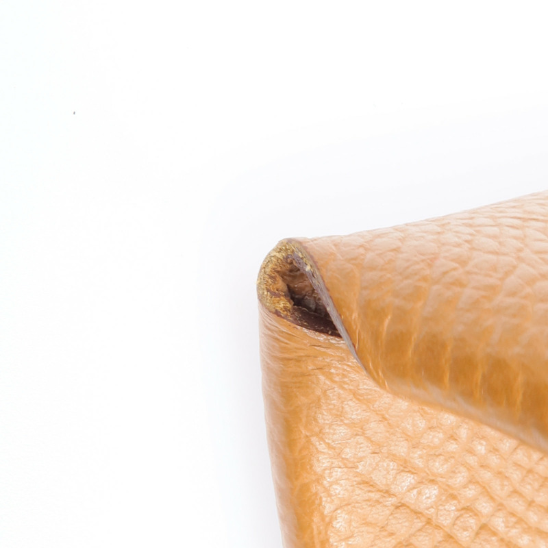 HERMES Epsom皮革Bastia銀扣零錢包Gold-15