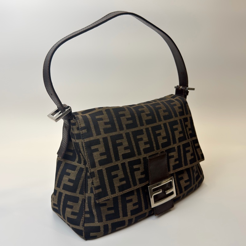 FENDI老花銀扣單肩包-7