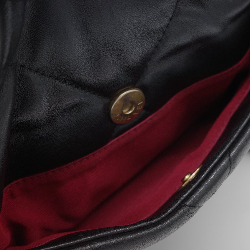 Chanel 香奈兒 19 菱格紋 黑色 小羊皮 口蓋包 雙色鍊條 肩背包-13