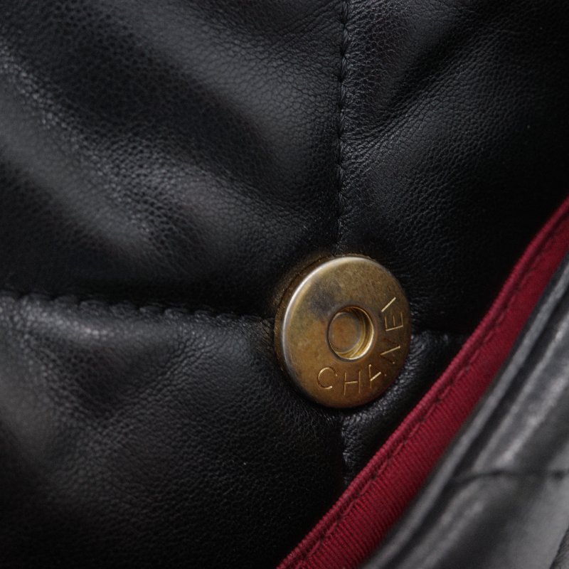 Chanel 香奈兒 19 菱格紋 黑色 小羊皮 口蓋包 雙色鍊條 肩背包-14