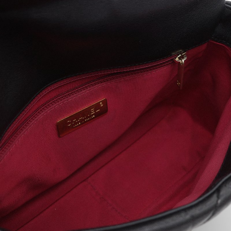 Chanel 香奈兒 19 菱格紋 黑色 小羊皮 口蓋包 雙色鍊條 肩背包-15