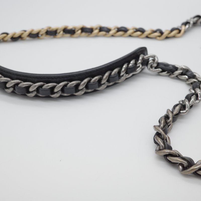 Chanel 香奈兒 19 菱格紋 黑色 小羊皮 口蓋包 雙色鍊條 肩背包-21