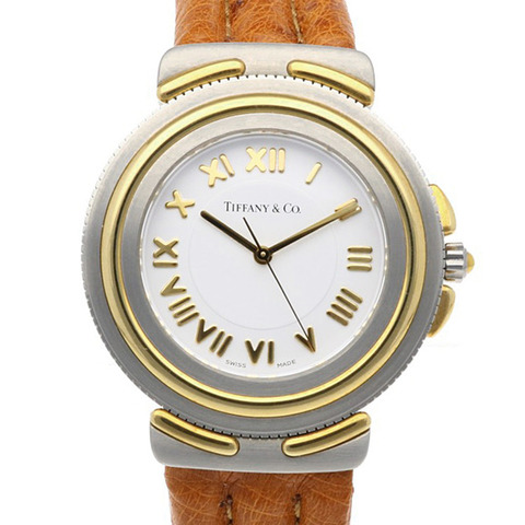 二手蒂芬妮 (Tiffany & Co.) 浮雕腕錶，不鏽鋼 M0820 石英男錶