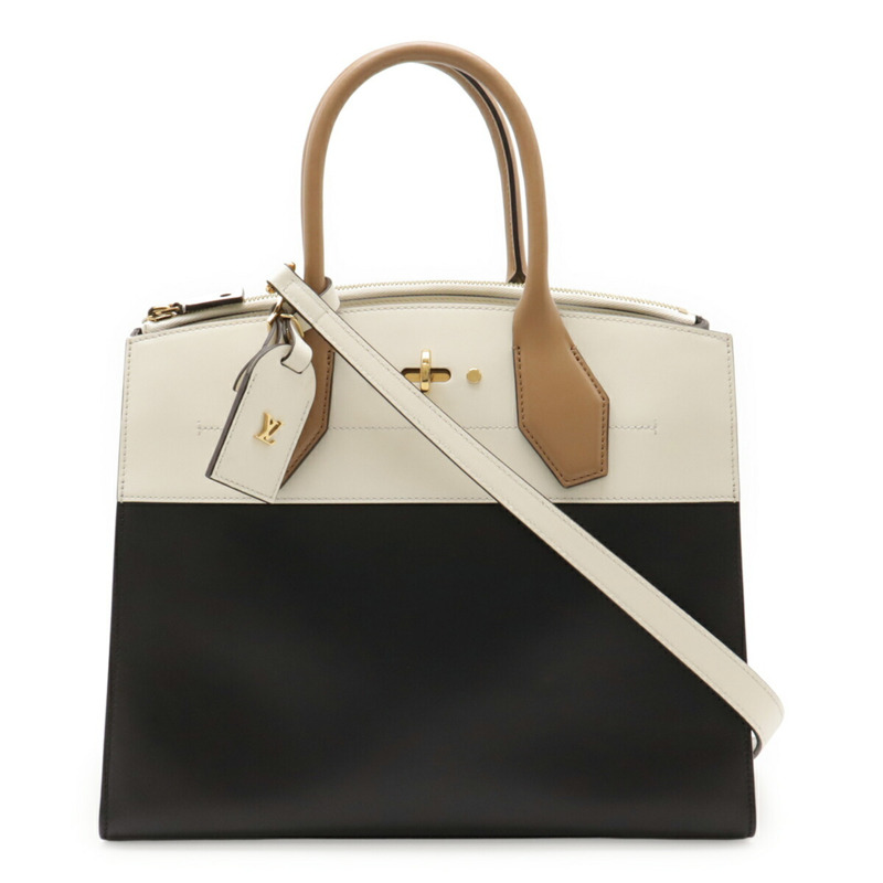 路易威登 City Steamer MM 手提包/單肩包 雙色皮革 白色/黑色/黑色 M42621-1