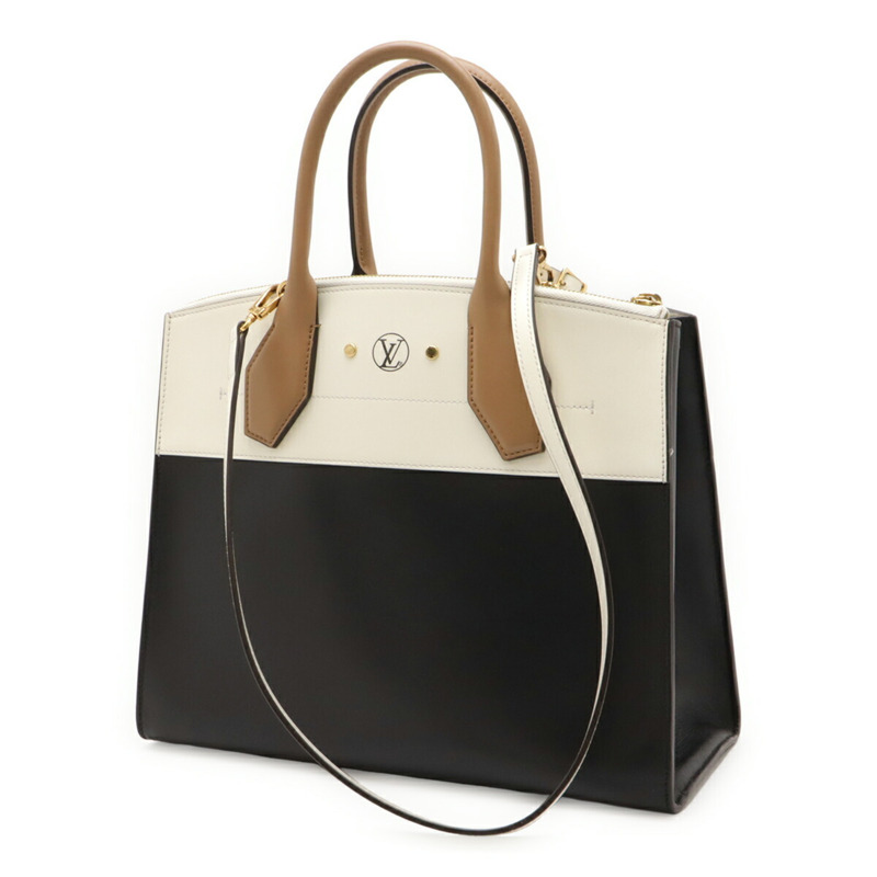 路易威登 City Steamer MM 手提包/單肩包 雙色皮革 白色/黑色/黑色 M42621-2