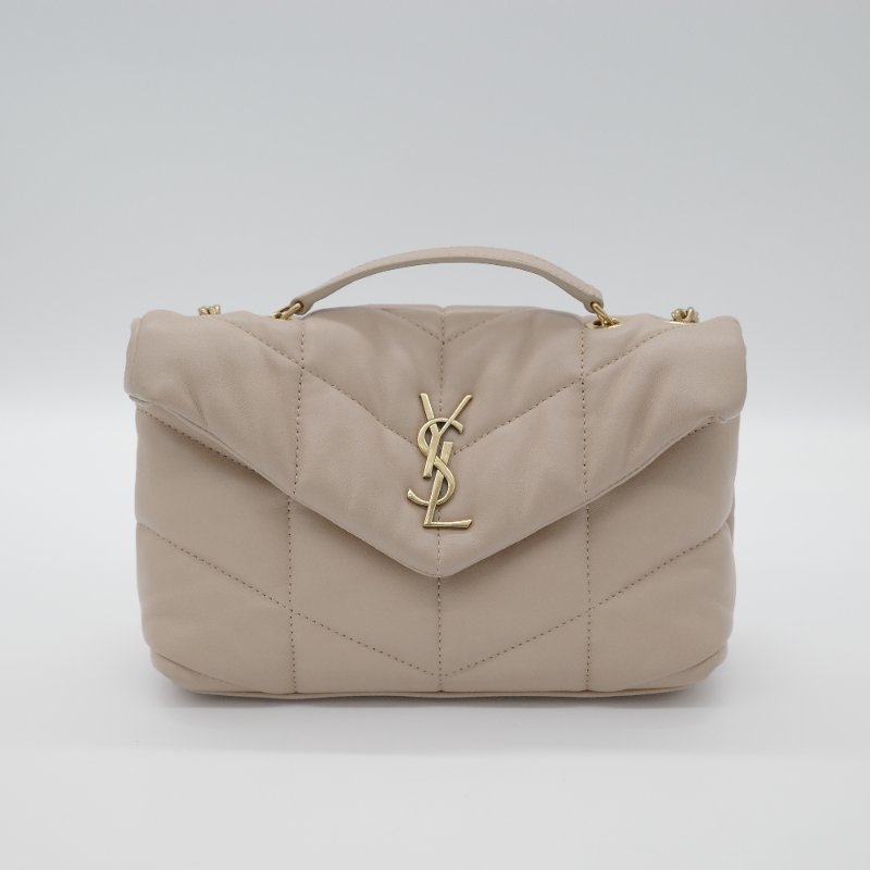 Saint Laurent 聖羅蘭 Puffer Toy 深米色 自然色 小羊皮 鍊條包 肩背包。-1