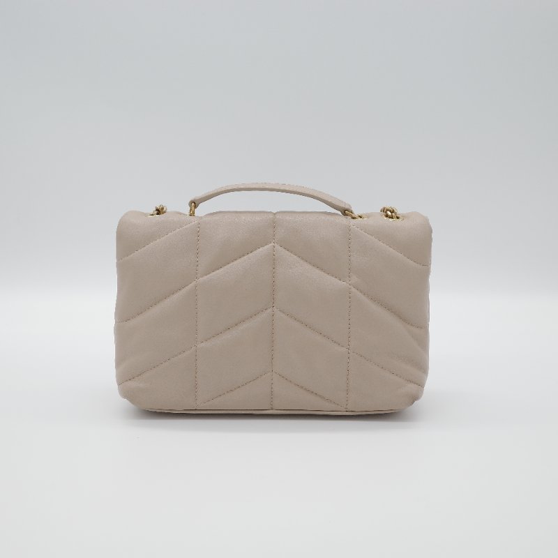 Saint Laurent 聖羅蘭 Puffer Toy 深米色 自然色 小羊皮 鍊條包 肩背包。-3