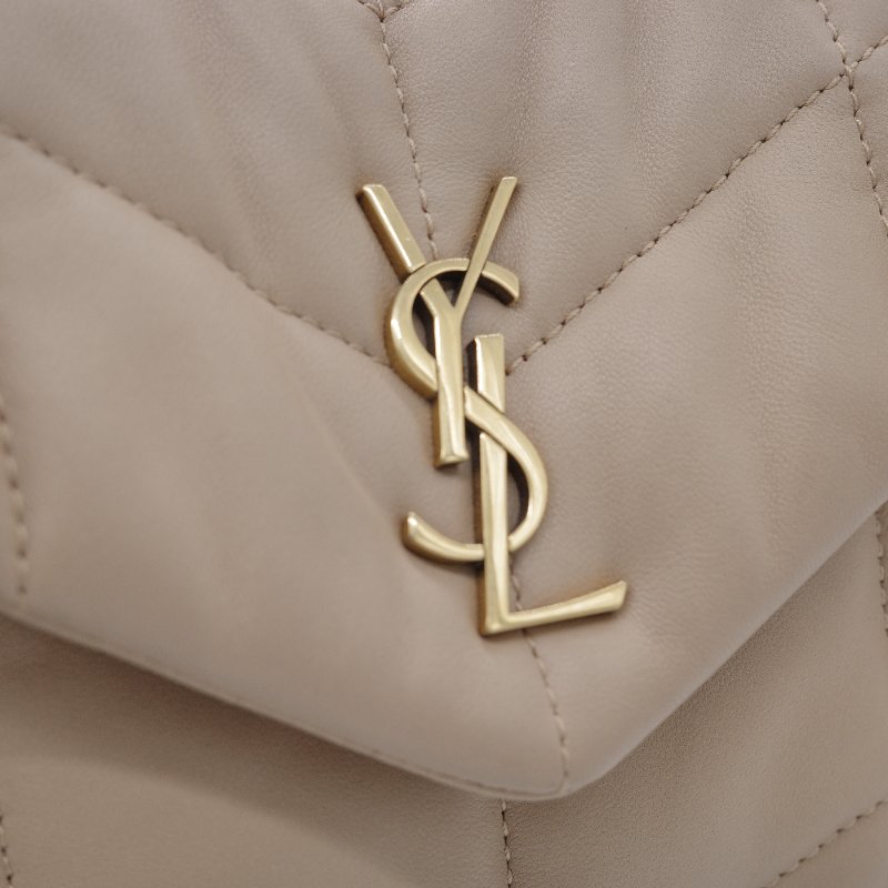 Saint Laurent 聖羅蘭 Puffer Toy 深米色 自然色 小羊皮 鍊條包 肩背包。-6