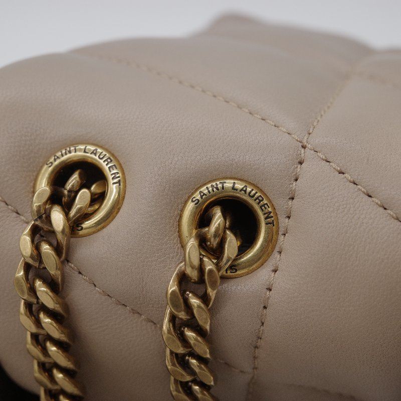 Saint Laurent 聖羅蘭 Puffer Toy 深米色 自然色 小羊皮 鍊條包 肩背包。-11