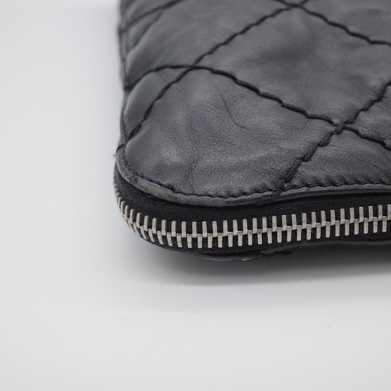 Chanel香奈兒 菱格紋縫線  黑色牛皮 可擴展拉鍊 托特包 肩背包-15