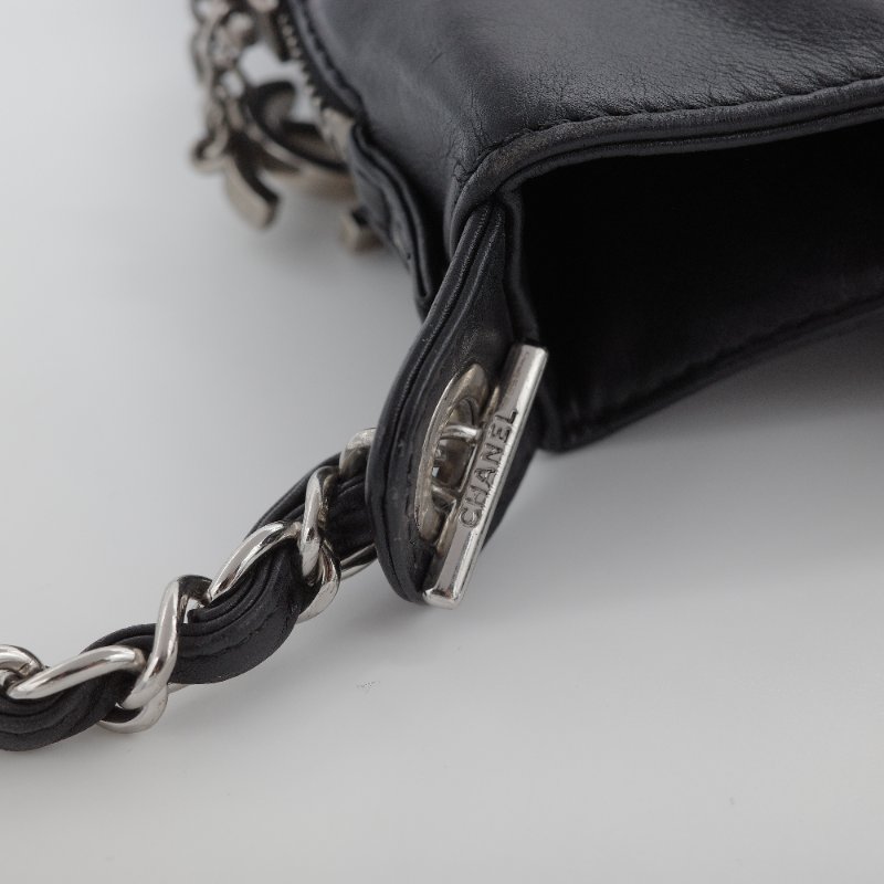 Chanel香奈兒 菱格紋縫線  黑色牛皮 可擴展拉鍊 托特包 肩背包-16