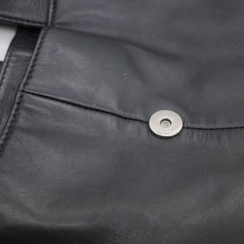 Chanel香奈兒 菱格紋縫線  黑色牛皮 可擴展拉鍊 托特包 肩背包-18